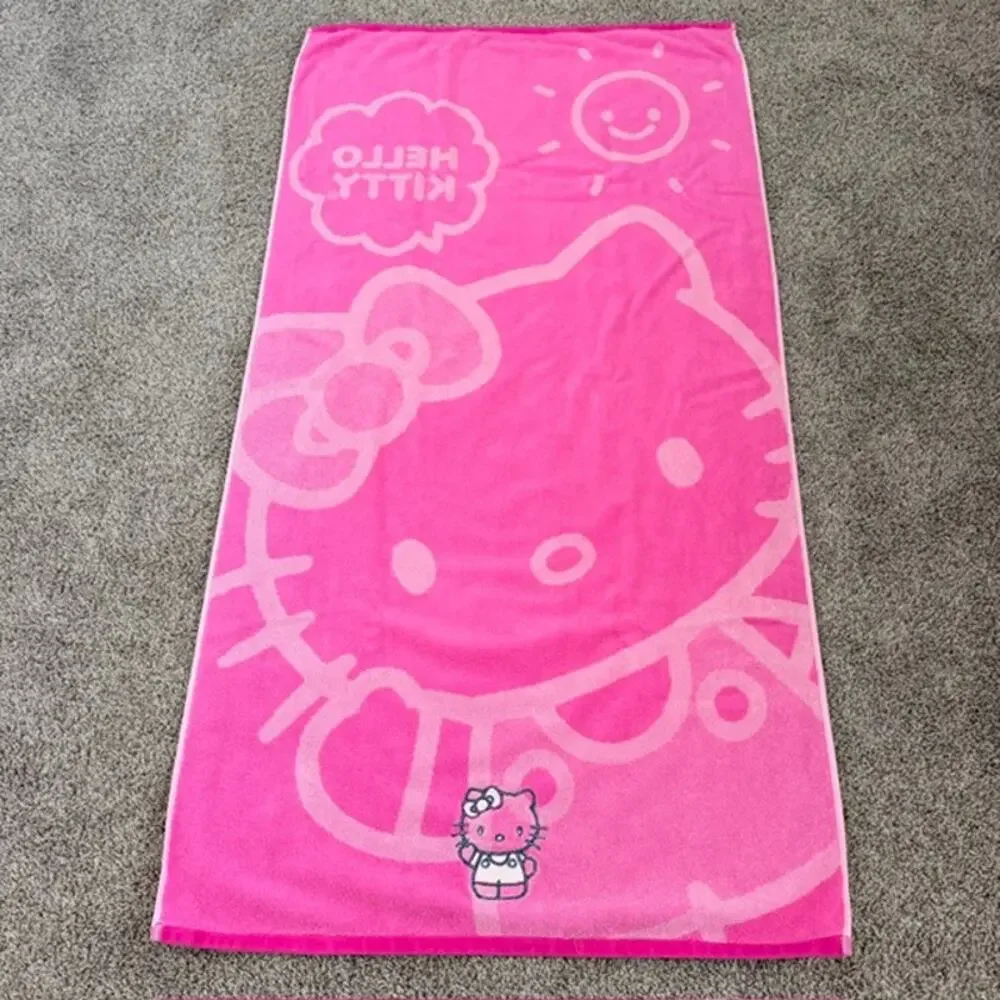 Sanrio HELLO KITTY Lot of 2 Bath Towels Embroidered Applique 100% Cotton